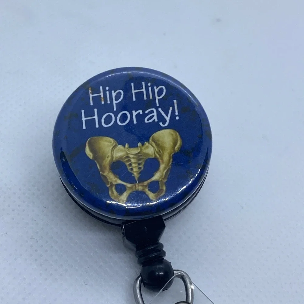 Retractable Badge Holder With Clip‎ Hip Hip Hooray Blue Radiology X-Ray